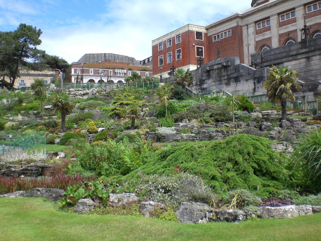 Lower gardens shot of the rockery in Bournemouth 